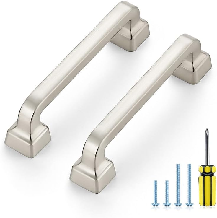 25 Manijas Níquel Cepillado 3-3/4" para Gabinete Cocina