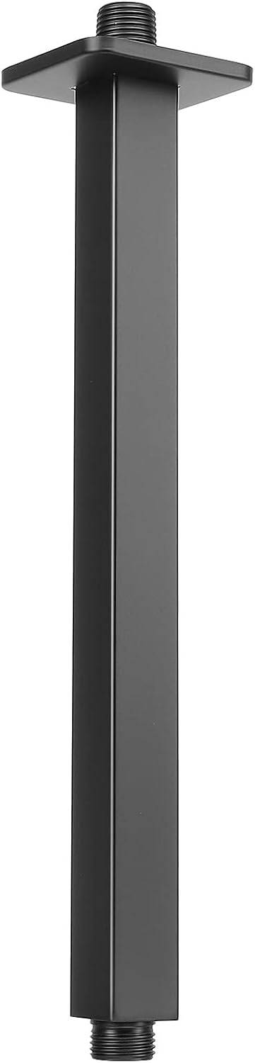Brazo ducha techo extensor acero inox 12pulg negro mate