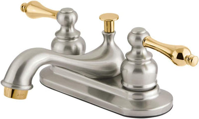 Grifo lavabo central 4pulg níquel cepillado con ventana