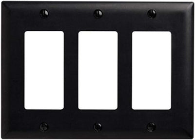 Placa pared nailon irrompible 3 bandas GFCI negro