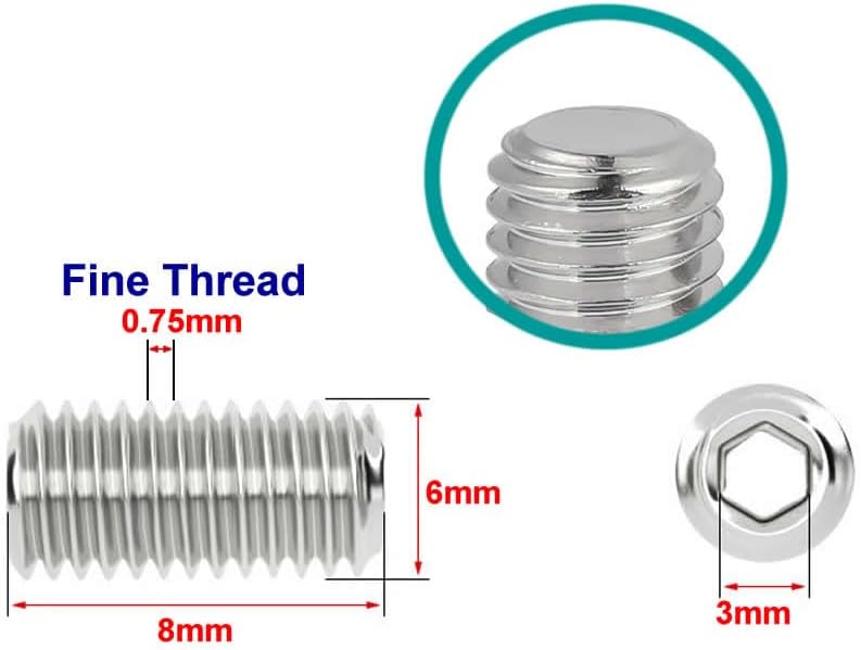 Set 30 Tornillos M6 A2 Acero Inox Planos DIN913