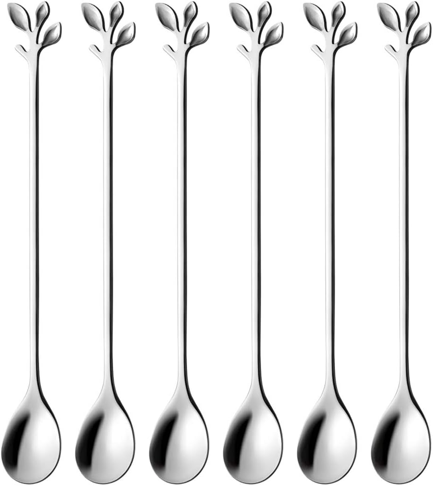 6 Cucharas Acero Inox Mango Largo para Café y Té