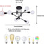 Lámpara techo Sputnik negra 6 luces cocina comedor