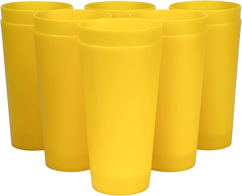 Vasos plástico 32oz grandes para beber sin BPA set 12 amarillo