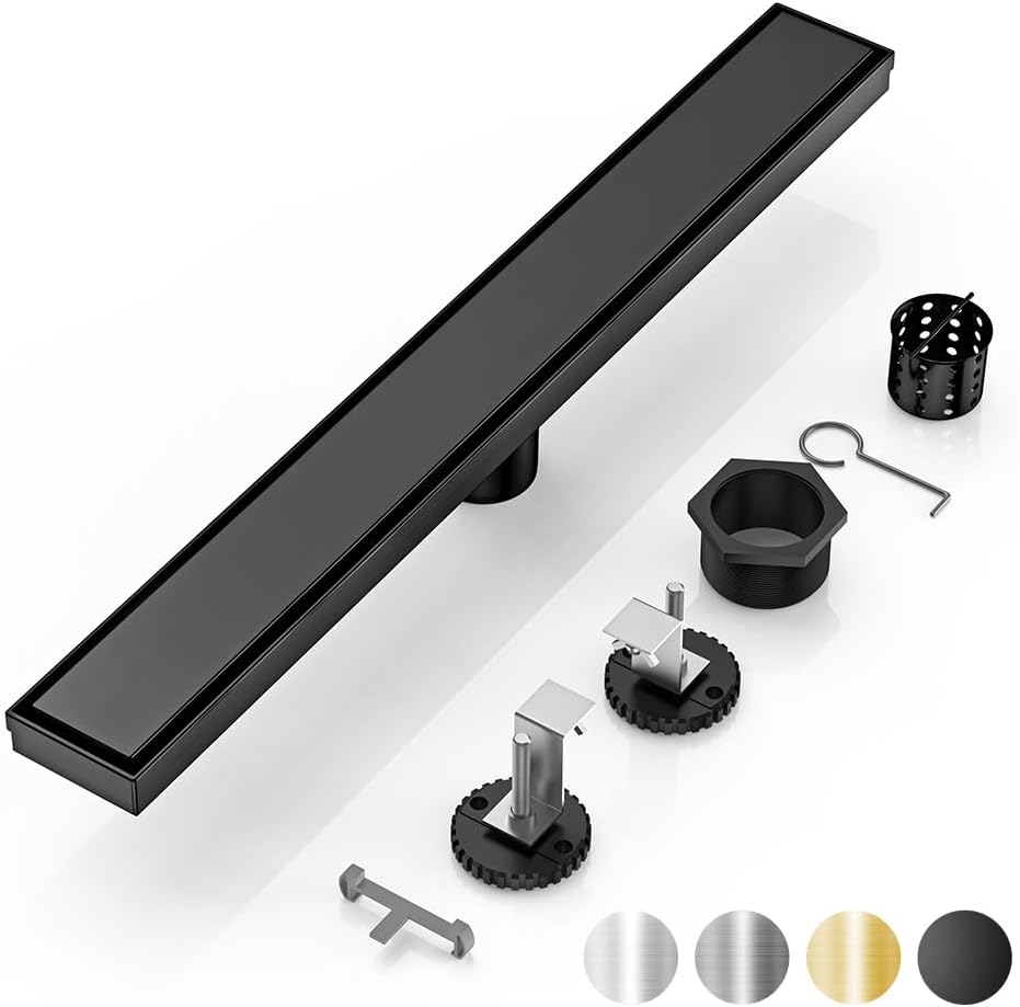Drenaje ducha lineal acero inox 32pulg negro mate