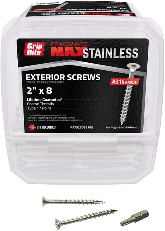 Tornillos acero inox T20 Star Drive para madera #8x2