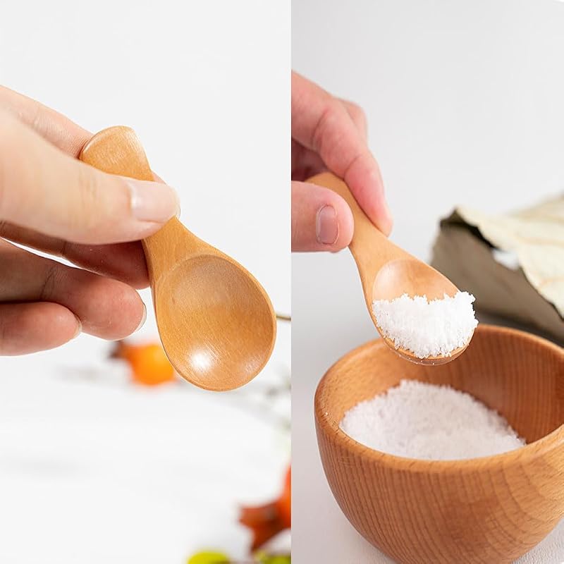 2 Cucharas Madera Mango Corto para Frascos Accesorios Cocina Caqui