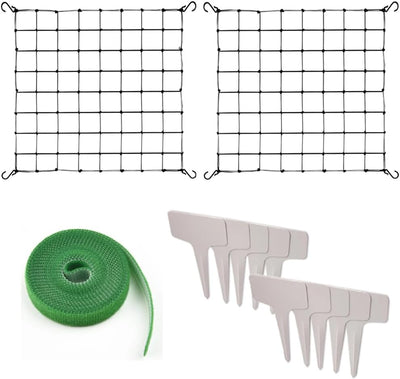 2 Redes Scrog 4x4ft Elástica con 8 Ganchos para Plantas