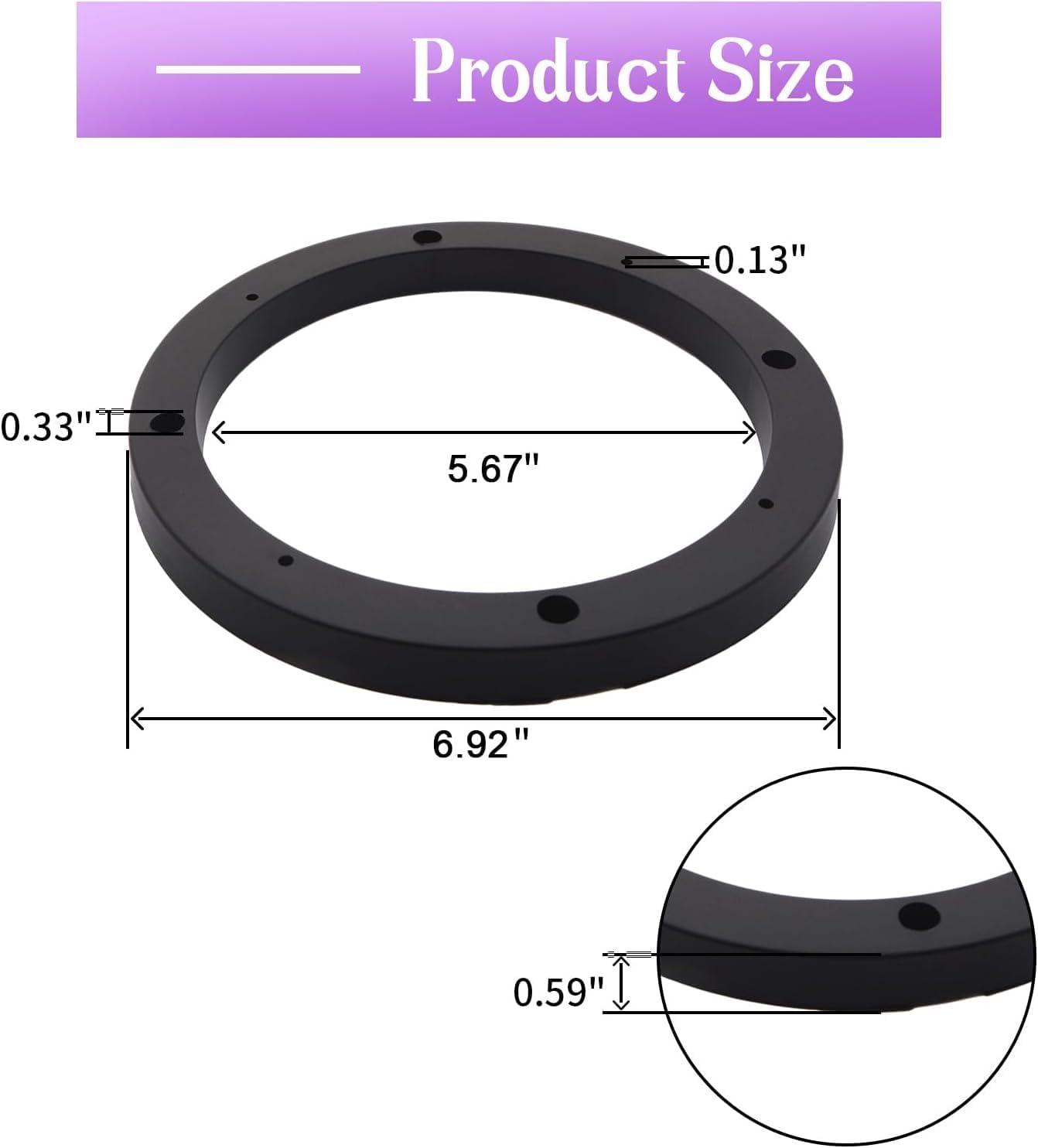 Anillos espaciadores altavoz coche ABS negro ajuste universal