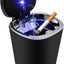 Cenicero auto acero inox con luz LED azul y bandeja desmontable