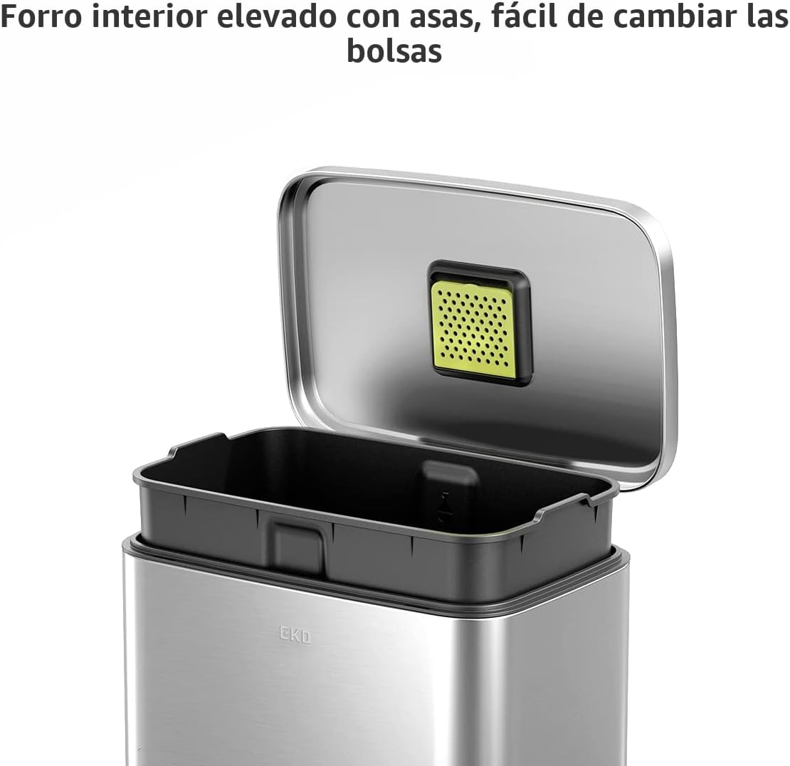 Bote basura acero inox 50L forro resistente huellas