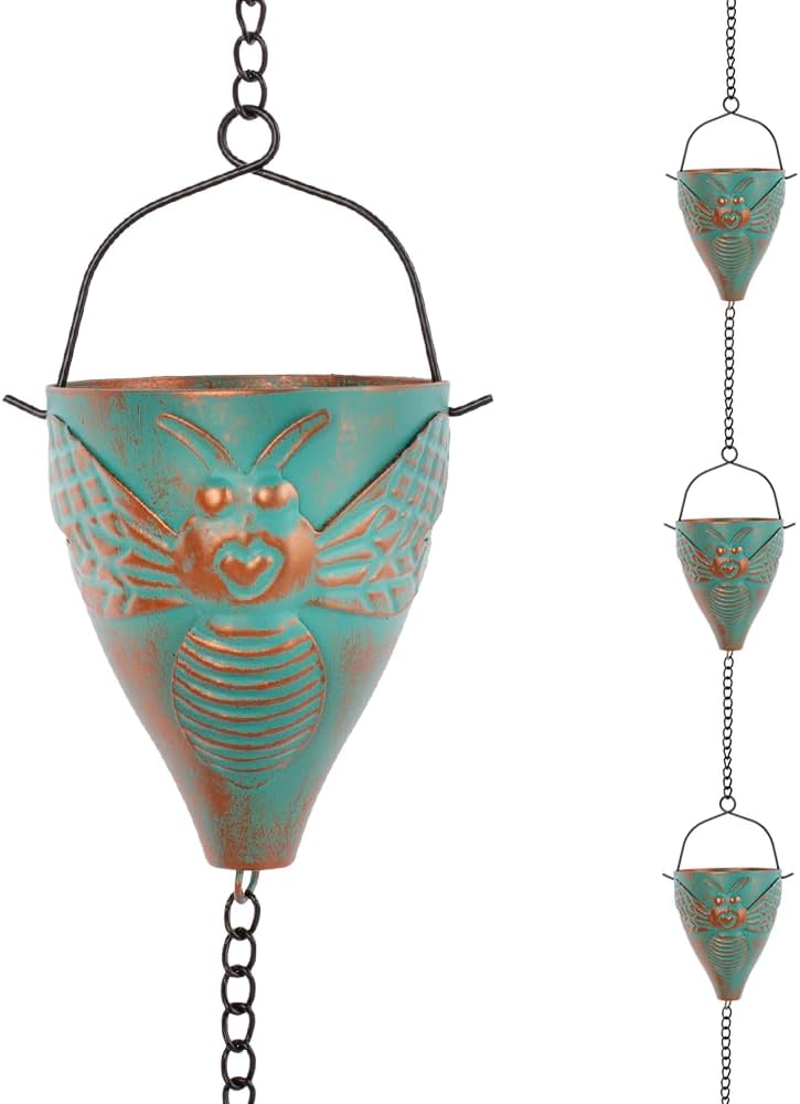 Cadena lluvia 10ft con 10 copas patrón abeja ajustable