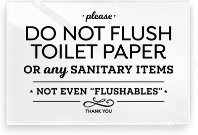 Cartel texto inglés no tirar 4x6pulg papel higiénico