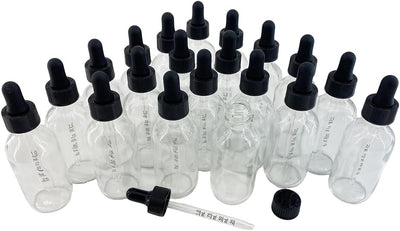 Botellas cuentagotas 2oz vidrio transparente cuello dorado 20 pzas