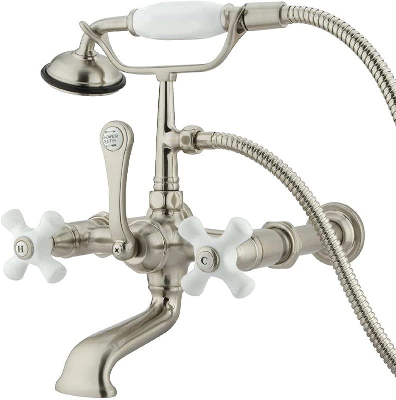 Grifo vintage bañera 7pulg ducha mano níquel