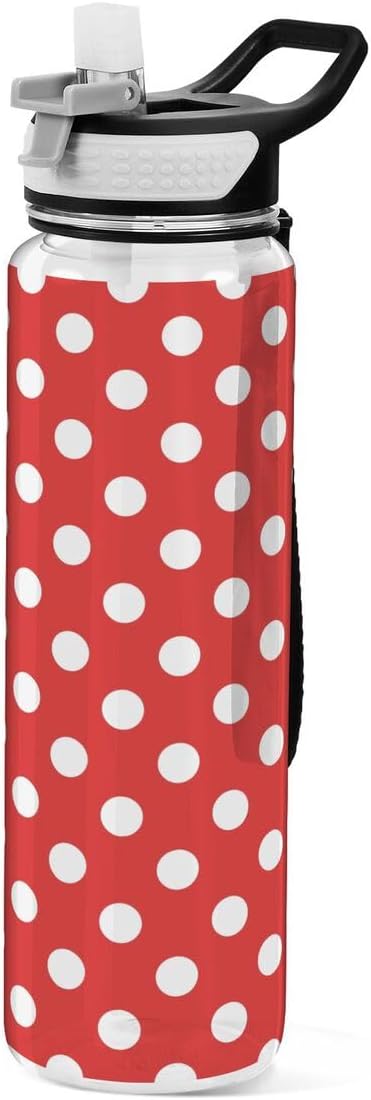 Botella agua deportiva lunares rojos y blancos 32oz sin BPA