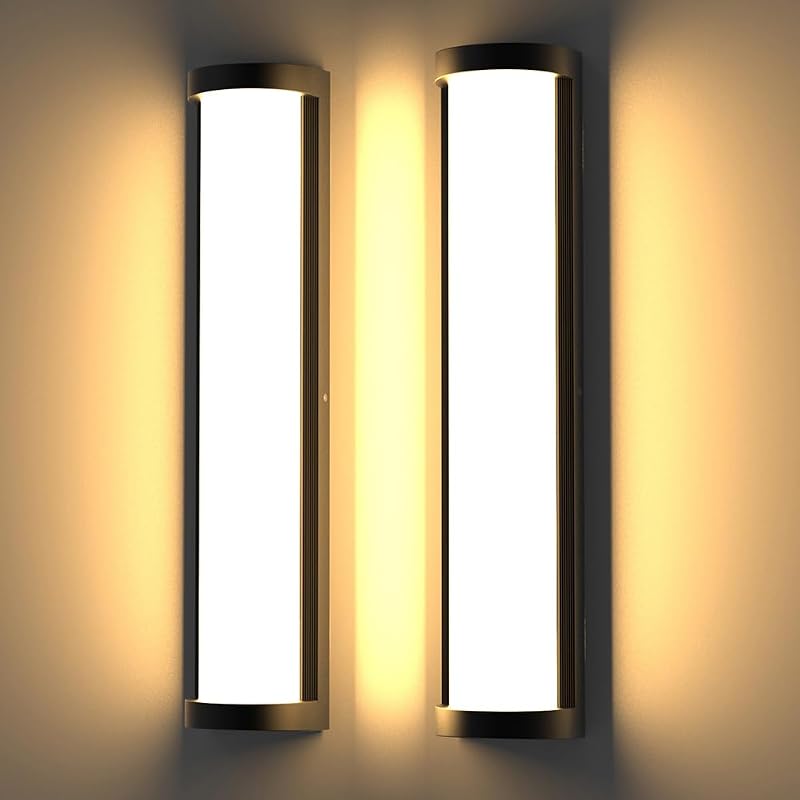 2 Luces Pared Exterior LED 23.6" Negro 3000K