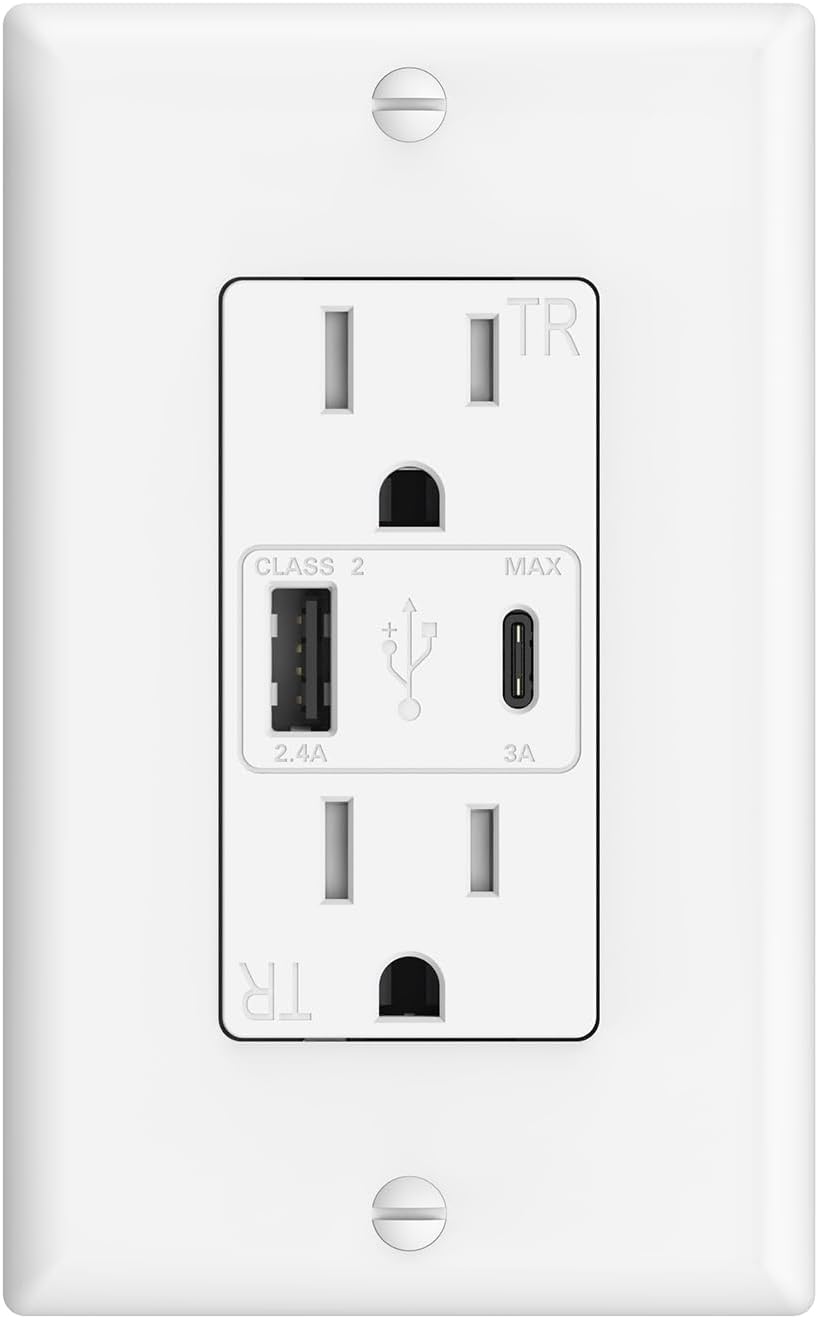 Toma corriente USB-C 21W con puertos A y C resistente