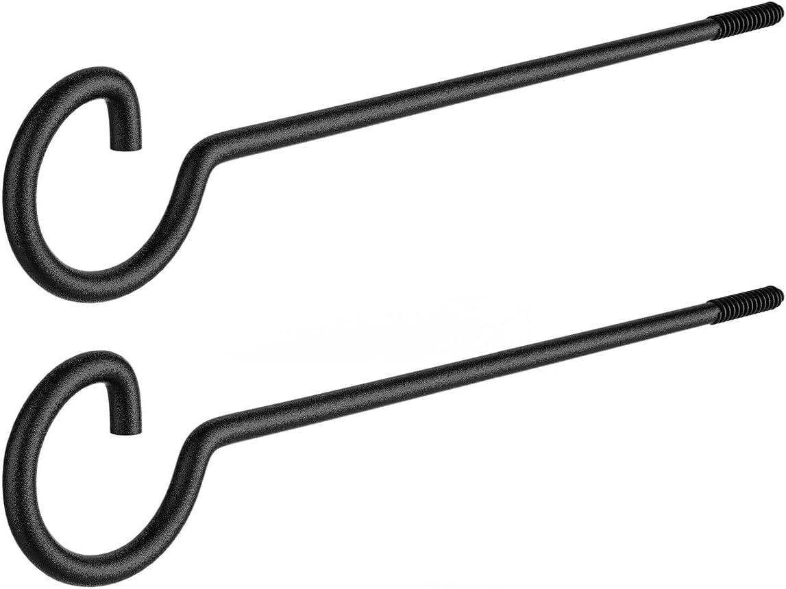 Ganchos rosca 12pulg metal negro para plantas y luces navidad