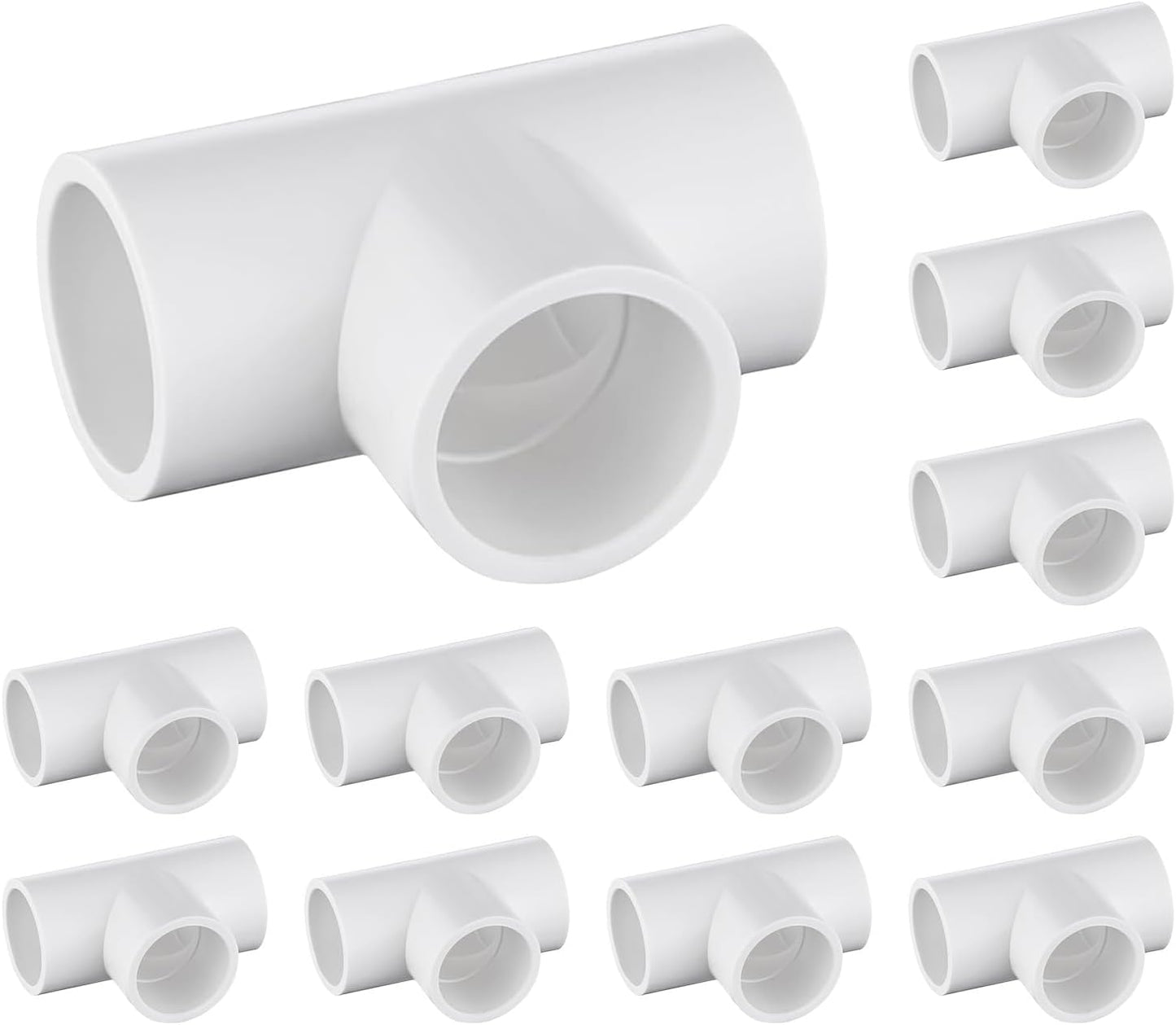 12 Conectores PVC 3/4pulg en T 3 Vías para Estantería DIY