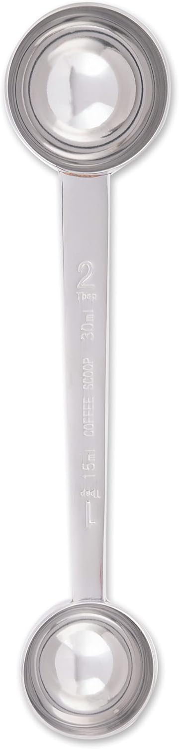 Cuchara medidora café acero inox mango largo doble