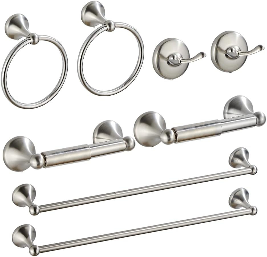 Set 8 Pzas Accesorios Baño Níquel Cepillado