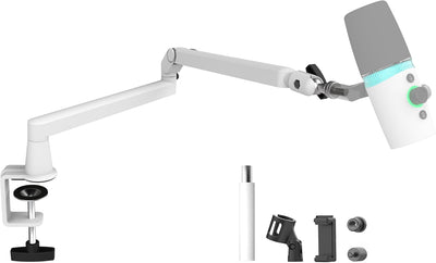 Brazo micrófono ajustable con elevador 15cm soporte escritorio