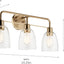 Lámpara Tocador 24pulg 3 Luces Vidrio Bronce