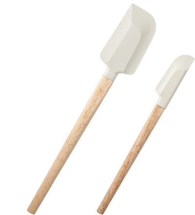 Set 2 Espátulas Silicona Blanca Mango Madera Chef