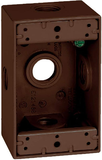 Caja eléctrica metal bronce 5 agujeros resistente intemperie