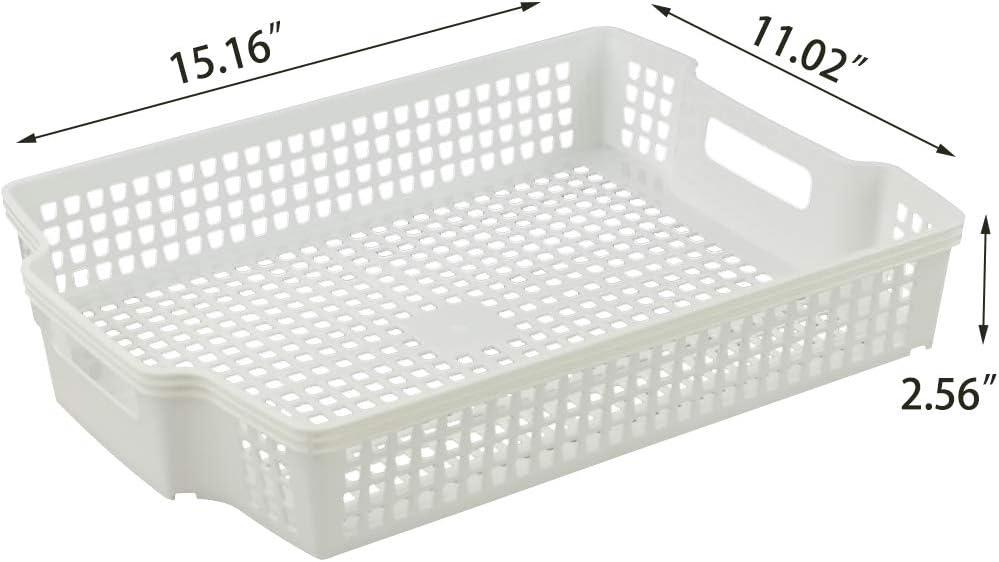 6 Pzas Cestas Plástico Apilables Bandeja Papel Blanco