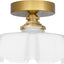 Lámpara techo vintage latón 9.4" pantalla vidrio blanco