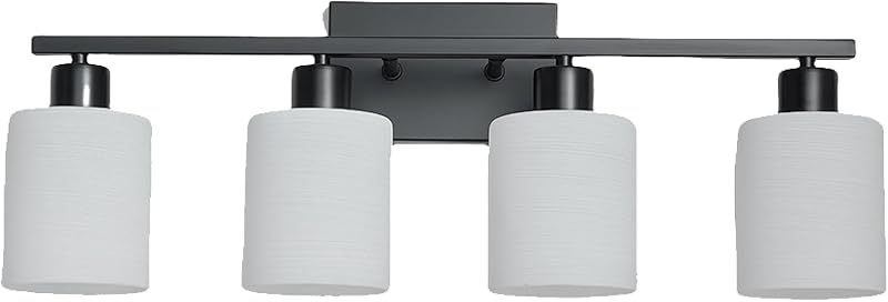 Lámpara tocador baño con pantalla vidrio esmerilado negro