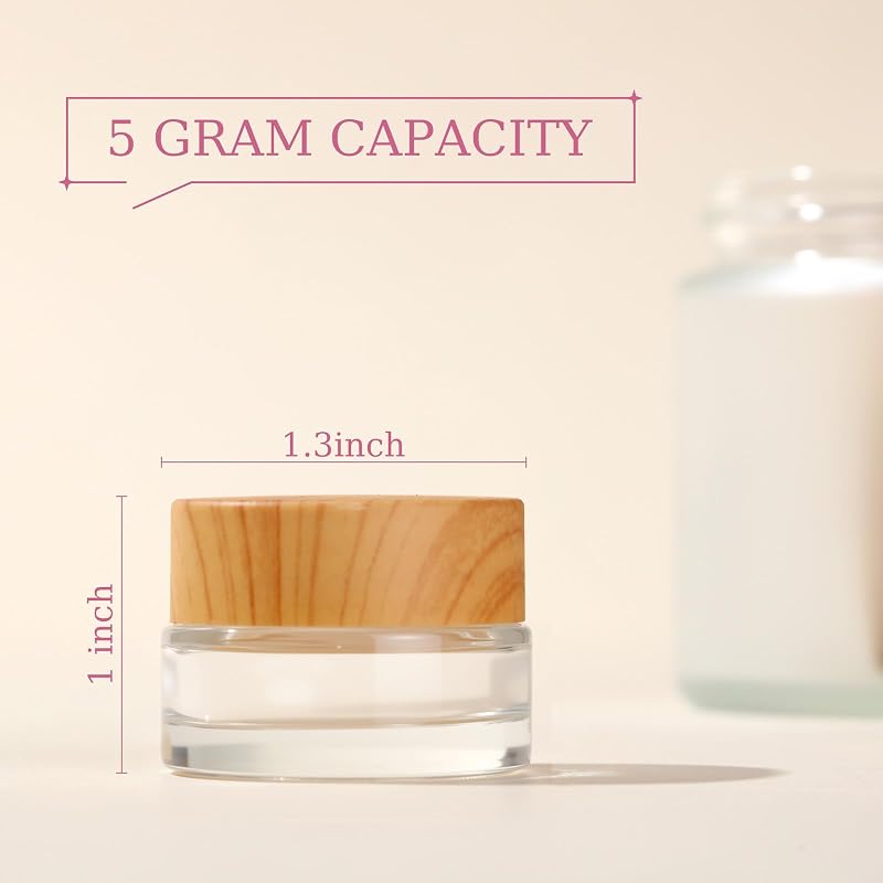 24 Frascos Vidrio 0.18oz Tapas A prueba de Fugas para Maquillaje