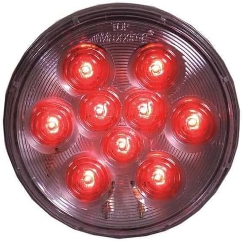 Luz trasera redonda roja 4" lente transparente montaje ojal