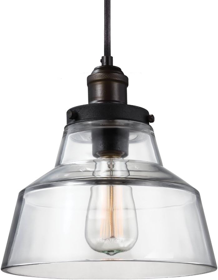 Lámpara colgante vidrio latón 1 luz 10x10pulg 60W