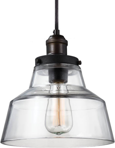 Lámpara colgante vidrio latón 1 luz 10x10pulg 60W