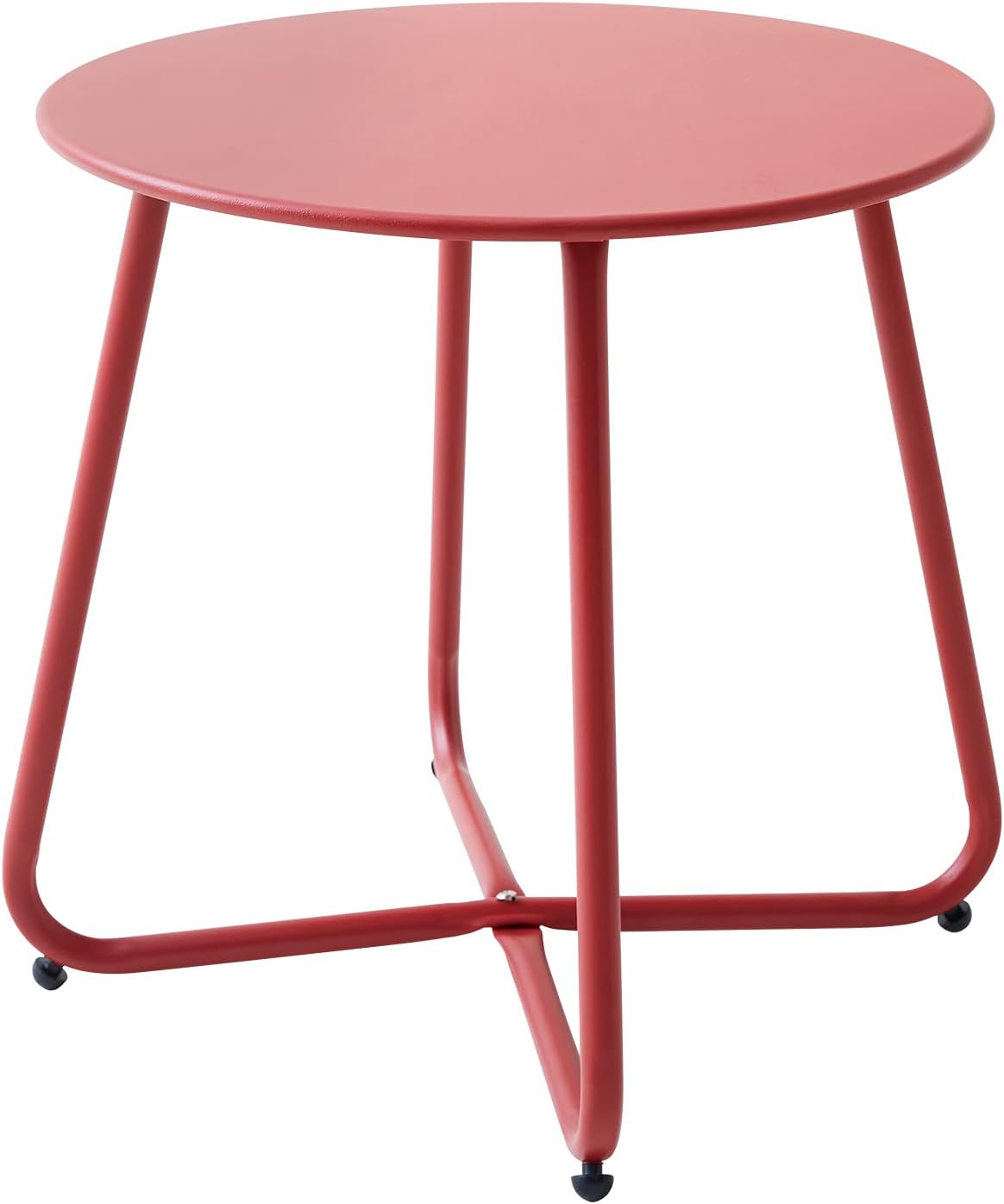 Mesa auxiliar redonda acero roja impermeable para exteriores