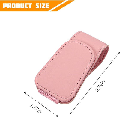 Soporte magnético anteojos sol microfibra cuero y clip boleto