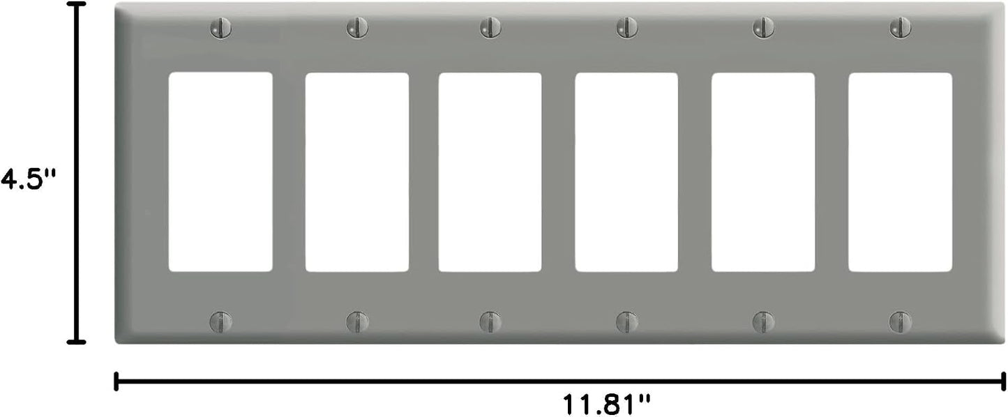 Placa GFCI pared 6 ventanas termoestable color gris