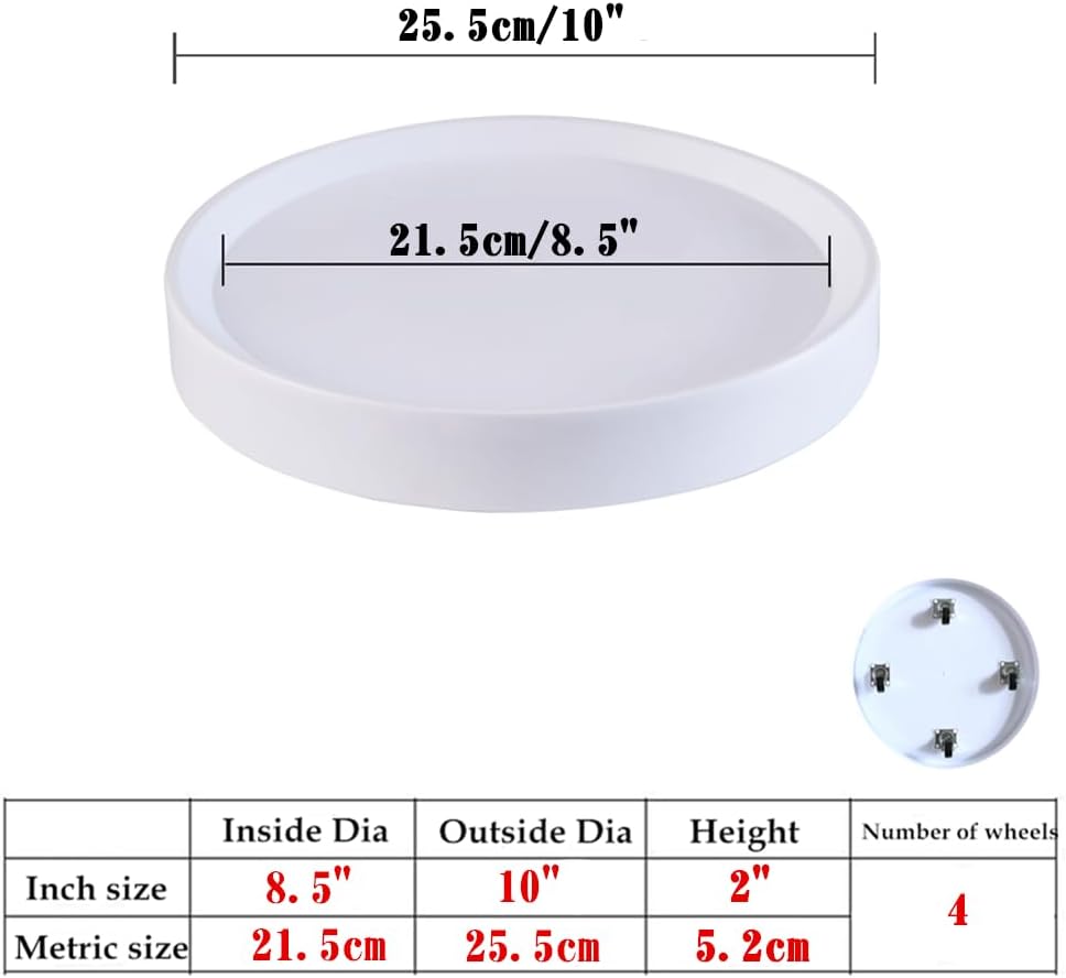 Soportes plantas 10pulg con ruedas ocultas set 2 blancas