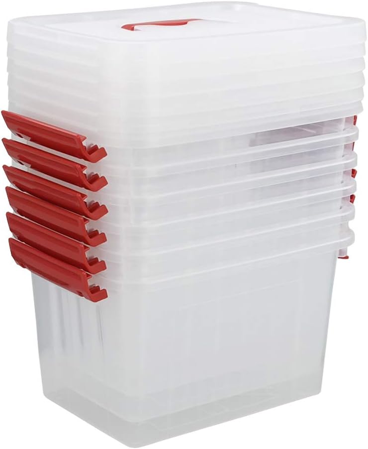 6 Pzas Contenedores Plástico 6qt Transparentes con Tapas