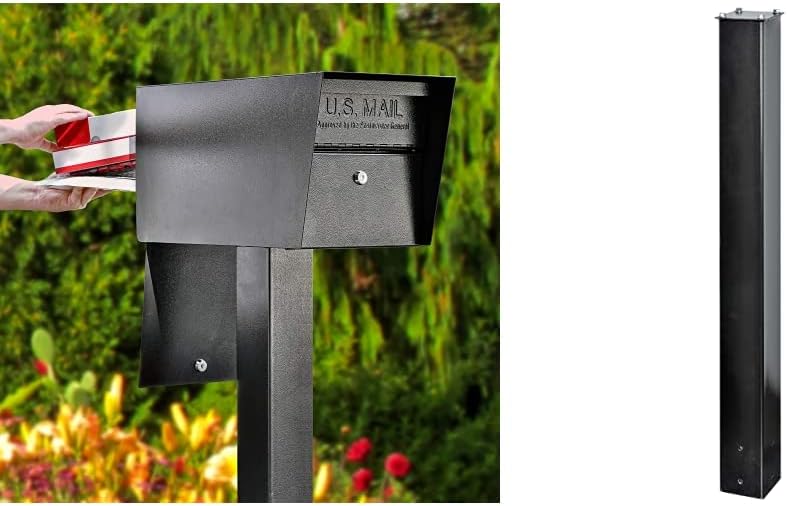 Buzón seguridad con bloqueo negro y poste montaje