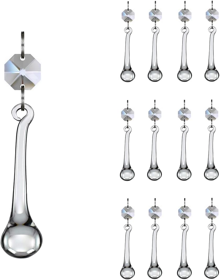 12 Pzas Prismas Cristal Gota Lluvia Candelabro