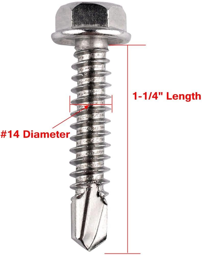 Tornillos autoperforantes hex 1-1/4 pulg acero inox 410 30uds