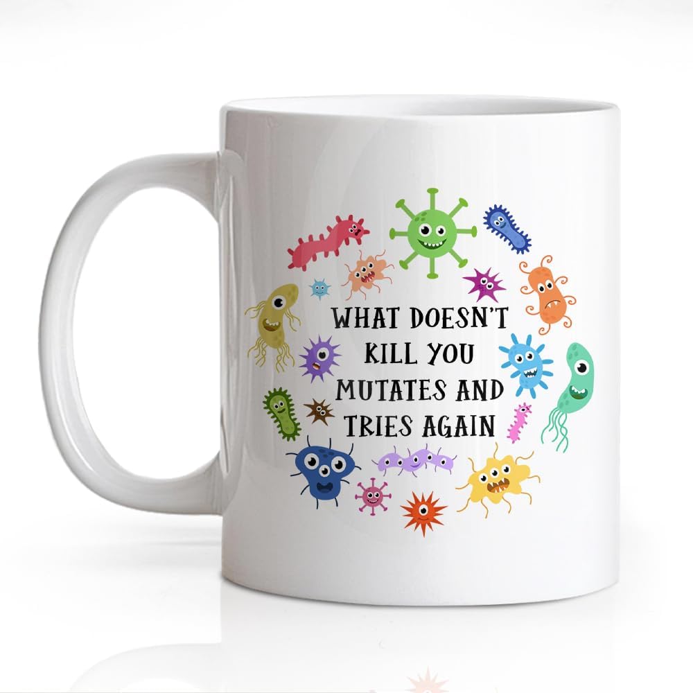 Taza cerámica doble cara 11oz regalo microbiología
