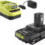 Pack accesorios inflador inalámbrico Ryobi 18V con cargador