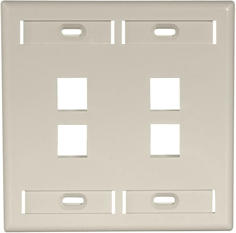 Placa pared QuickPort doble salida 4 puertos marfil