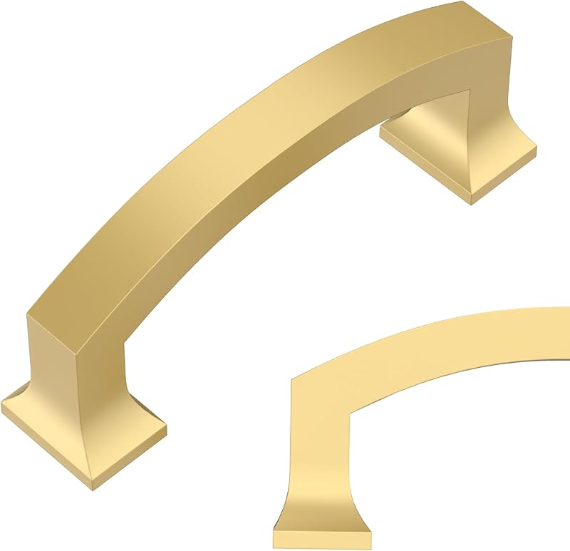 10 Tiradores Oro Cepillado 3" para Armarios Cocina