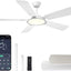 Ventilador techo 52pulg luz control remoto APP negro moderno